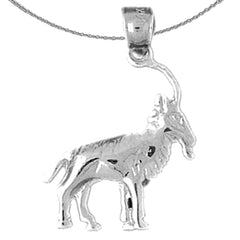 Sterling Silver Goat Pendant (Rhodium or Yellow Gold-plated)