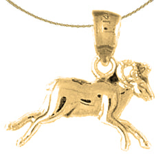 Sterling Silver Goat Pendant (Rhodium or Yellow Gold-plated)
