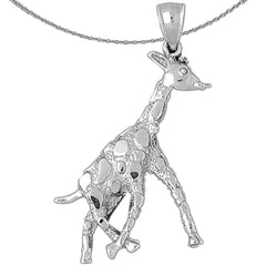 Sterling Silver Giraffe Pendant (Rhodium or Yellow Gold-plated)