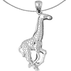 Sterling Silver Giraffe Pendant (Rhodium or Yellow Gold-plated)