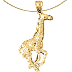 Sterling Silver Giraffe Pendant (Rhodium or Yellow Gold-plated)