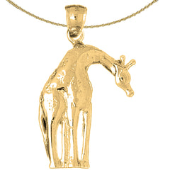 Sterling Silver Giraffe Pendant (Rhodium or Yellow Gold-plated)