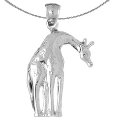 Sterling Silver Giraffe Pendant (Rhodium or Yellow Gold-plated)