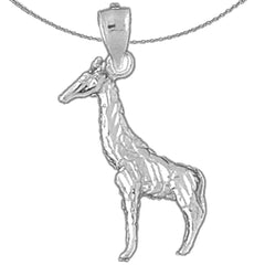 Sterling Silver Giraffe Pendant (Rhodium or Yellow Gold-plated)