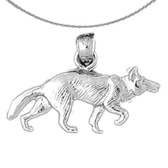 Sterling Silver Wolf Pendant (Rhodium or Yellow Gold-plated)