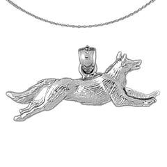 Sterling Silver Wolf Pendant (Rhodium or Yellow Gold-plated)