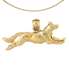 Sterling Silver Wolf Pendant (Rhodium or Yellow Gold-plated)