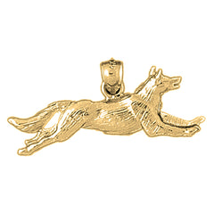 Yellow Gold-plated Silver Wolf Pendant