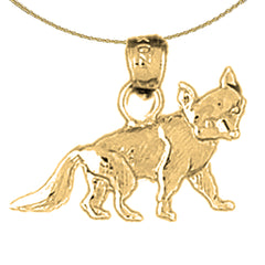 Sterling Silver Fox Pendant (Rhodium or Yellow Gold-plated)
