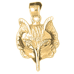 Yellow Gold-plated Silver Wolf Pendant