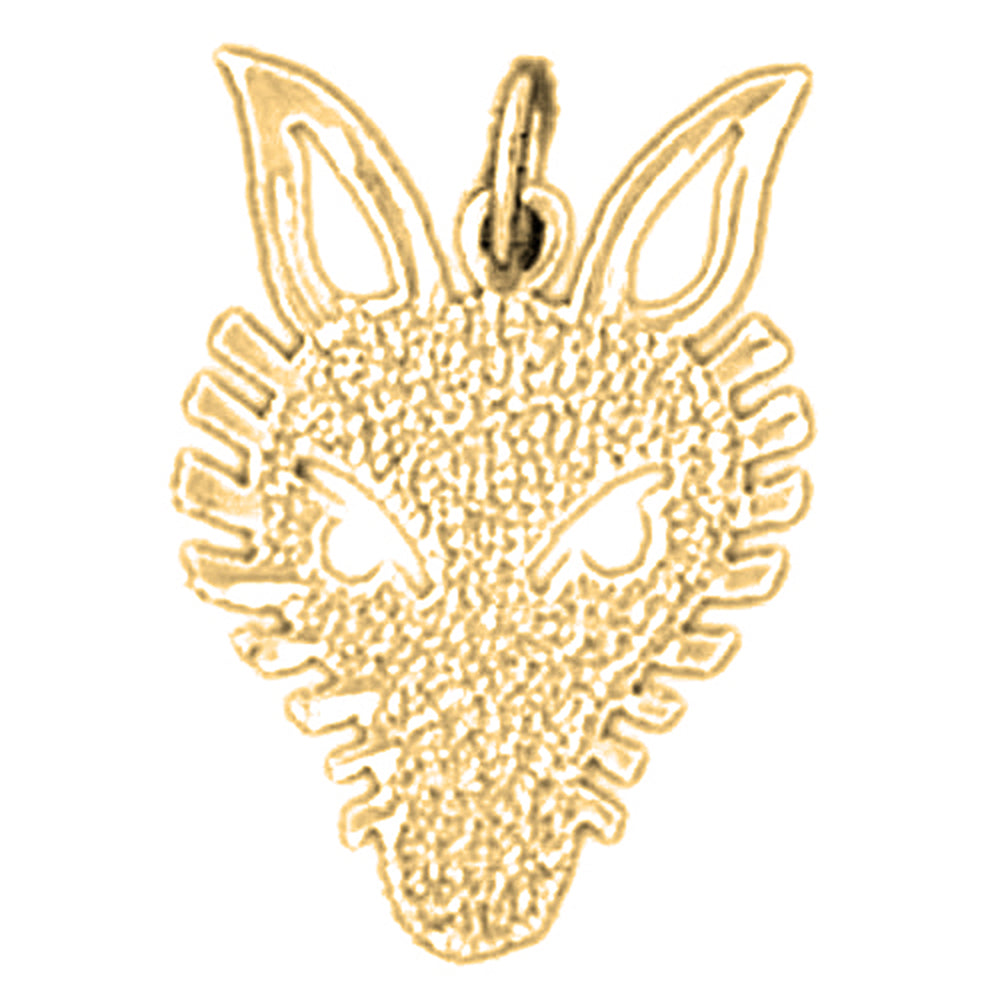 Yellow Gold-plated Silver Wolf Pendant
