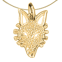 Sterling Silver Wolf Pendant (Rhodium or Yellow Gold-plated)