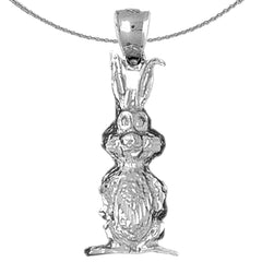 Sterling Silver Rabbit Pendant (Rhodium or Yellow Gold-plated)