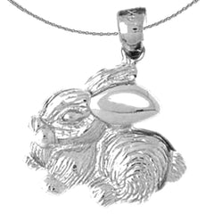 Sterling Silver Rabbit Pendant (Rhodium or Yellow Gold-plated)