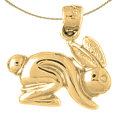 Sterling Silver Rabbit Pendant (Rhodium or Yellow Gold-plated)