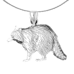 Sterling Silver Racoon Pendant (Rhodium or Yellow Gold-plated)
