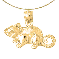 Sterling Silver Mouse Pendant (Rhodium or Yellow Gold-plated)