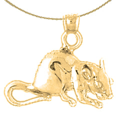 Sterling Silver Mouse Pendant (Rhodium or Yellow Gold-plated)