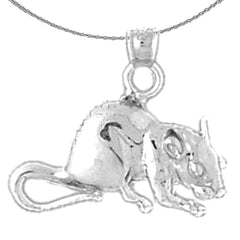 Sterling Silver Mouse Pendant (Rhodium or Yellow Gold-plated)