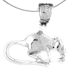 Sterling Silver Mouse Pendant (Rhodium or Yellow Gold-plated)