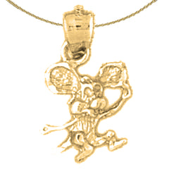 Sterling Silver Mouse Pendant (Rhodium or Yellow Gold-plated)