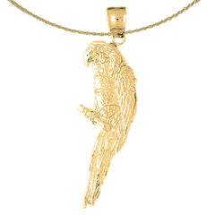 Sterling Silver Parrot Pendant (Rhodium or Yellow Gold-plated)
