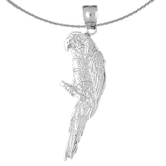 Sterling Silver Parrot Pendant (Rhodium or Yellow Gold-plated)