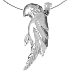 Sterling Silver Parrot Pendant (Rhodium or Yellow Gold-plated)