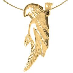 Sterling Silver Parrot Pendant (Rhodium or Yellow Gold-plated)