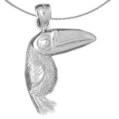 Sterling Silver Toucan Pendant (Rhodium or Yellow Gold-plated)