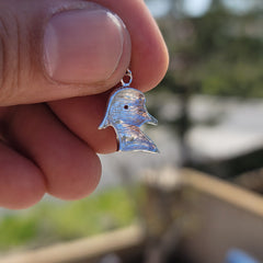 Colgante de pato de plata de ley (bañado en rodio o oro amarillo)