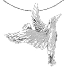 Sterling Silver Bird Pendant (Rhodium or Yellow Gold-plated)