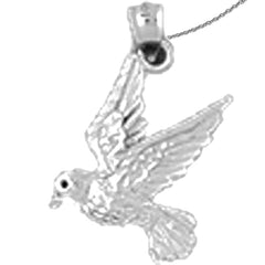 Sterling Silver Bird Pendant (Rhodium or Yellow Gold-plated)