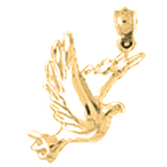 Sterling Silver Bird Pendant (Rhodium or Yellow Gold-plated)