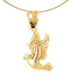 Sterling Silver Bird Pendant (Rhodium or Yellow Gold-plated)