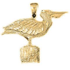 Yellow Gold-plated Silver Pelican Pendant