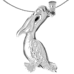 Sterling Silver Pelican Pendant (Rhodium or Yellow Gold-plated)