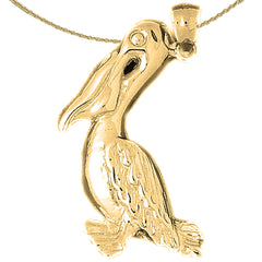 Sterling Silver Pelican Pendant (Rhodium or Yellow Gold-plated)