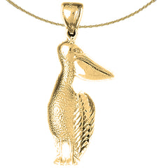 Colgante de pelícano de plata de ley (bañado en rodio o oro amarillo)