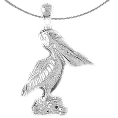 Sterling Silver Pelican Pendant (Rhodium or Yellow Gold-plated)