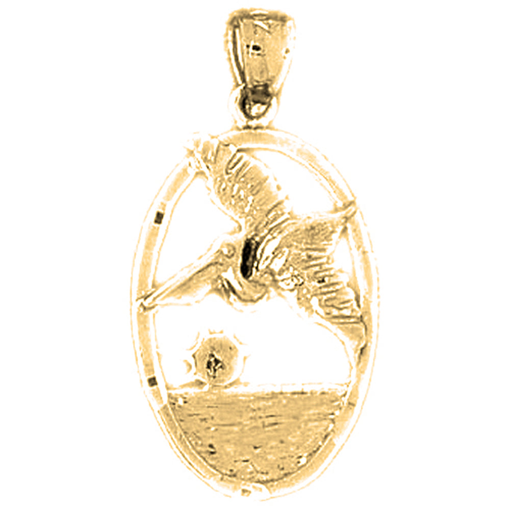 Yellow Gold-plated Silver Pelican Pendant
