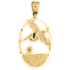 Yellow Gold-plated Silver Pelican Pendant