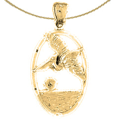 Sterling Silver Pelican Pendant (Rhodium or Yellow Gold-plated)