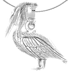 Sterling Silver Pelican Pendant (Rhodium or Yellow Gold-plated)