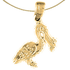 Sterling Silver Pelican Pendant (Rhodium or Yellow Gold-plated)