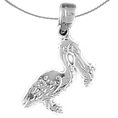 Sterling Silver Pelican Pendant (Rhodium or Yellow Gold-plated)