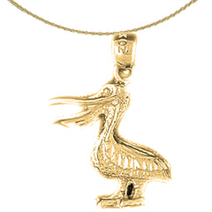 Sterling Silver Pelican Pendant (Rhodium or Yellow Gold-plated)