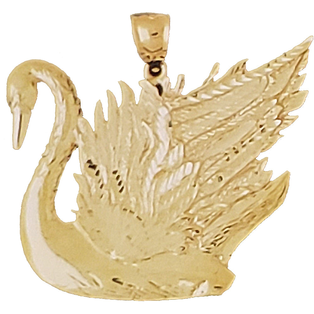 Yellow Gold-plated Silver Swan Pendant