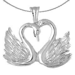 Colgante de cisne de plata de ley (bañado en rodio o oro amarillo)