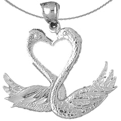 Colgante de cisne de plata de ley (bañado en rodio o oro amarillo)